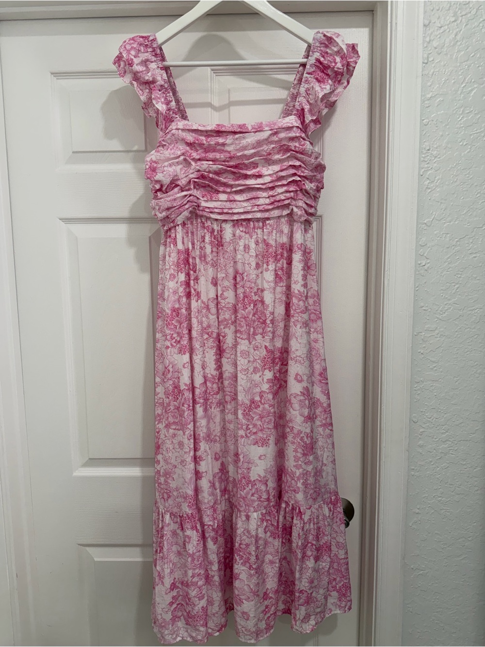Blue Pepper Pink Floral Ruffle Sundress